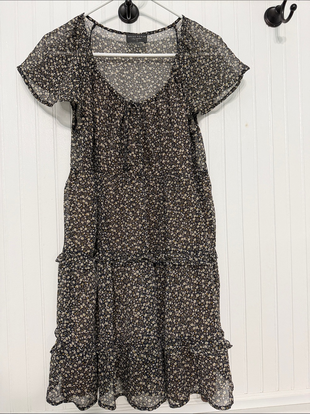 Dress Forum Stevie Swing Mini Dress Ditsy Floral Indigo Small Lined Like New